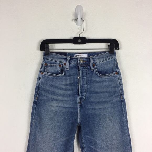 NWOT Re/Done Straight Leg Jean Size 25 Ultra High Rise 70s Stove Pipe Distressed - Picture 4 of 16